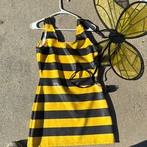 Yellow and Black Striped Dress with Wings